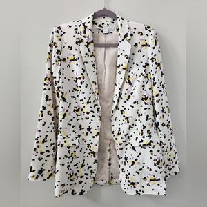 Diane Von Furstenberg Silk Open Front Confetti Print Blazer Size 4